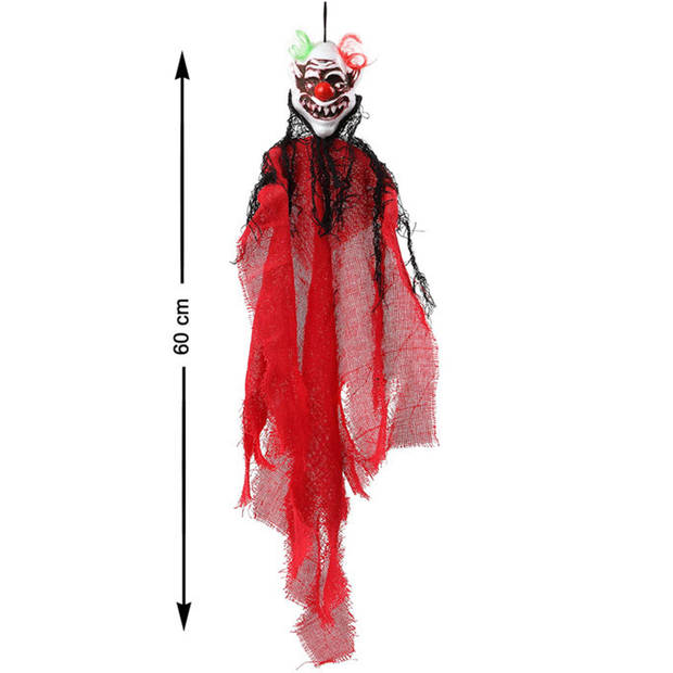 Halloween/horror thema hang decoratie horror clown - enge/griezelige pop - 60 cm - Feestdecoratievoorwerp