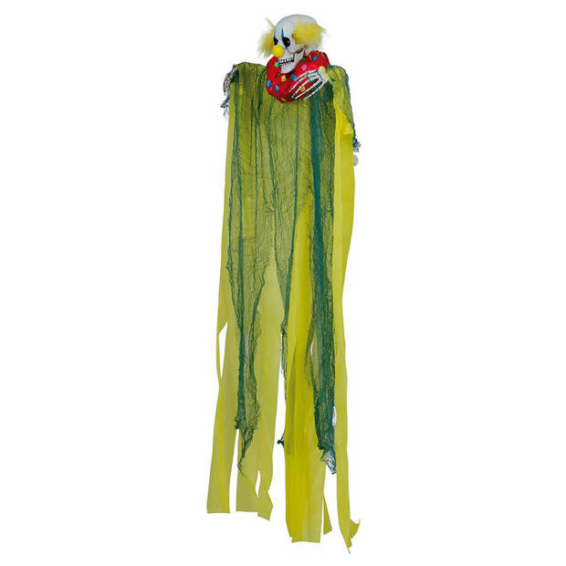 Halloween/horror thema hang deco Zombie Clown - met LED licht en beweging - griezel pop - 120 cm - Feestdecoratievoorwer