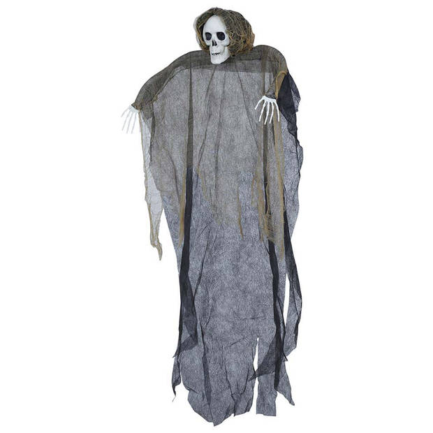 Halloween/horror thema hang decoratie Skelet/Zombie - met gescheurde kleding - griezel pop - 120 cm - Feestdecoratievoor