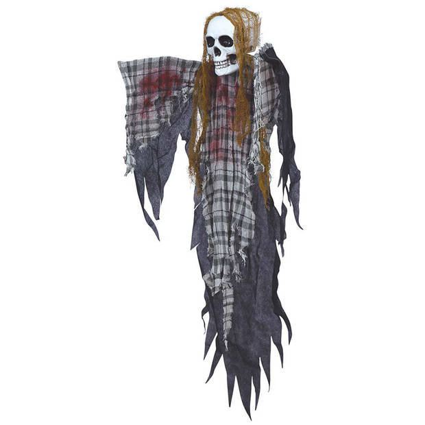 Halloween/horror thema hang decoratie Skelet/Zombie - met gescheurde kleding - griezel pop - 120 cm - Feestdecoratievoor