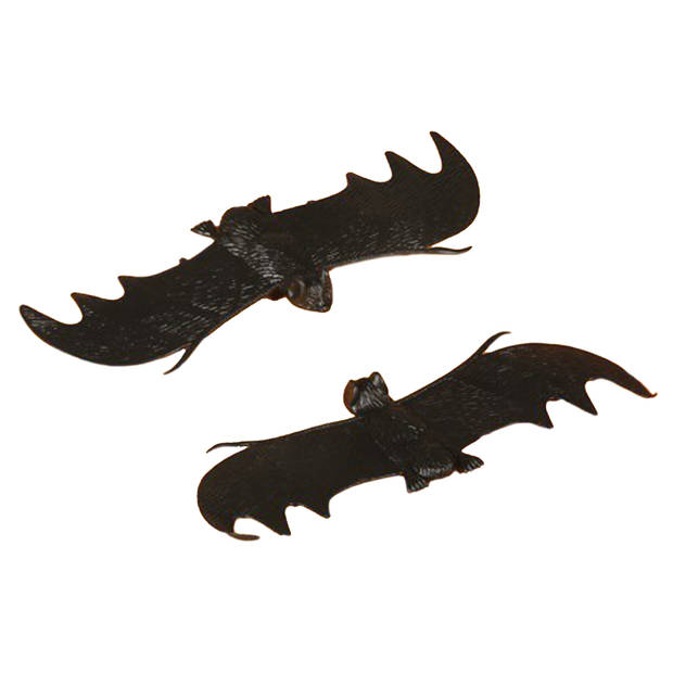 Fiestas nep vleermuizen 11 cm - zwart - 4xA - Horror/griezel thema decoratie dieren - Feestdecoratievoorwerp