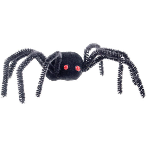 Enge Halloween nep/namaak spinnen - set 4x stuks - zwart - plastic - insecten/dieren - Feestdecoratievoorwerp