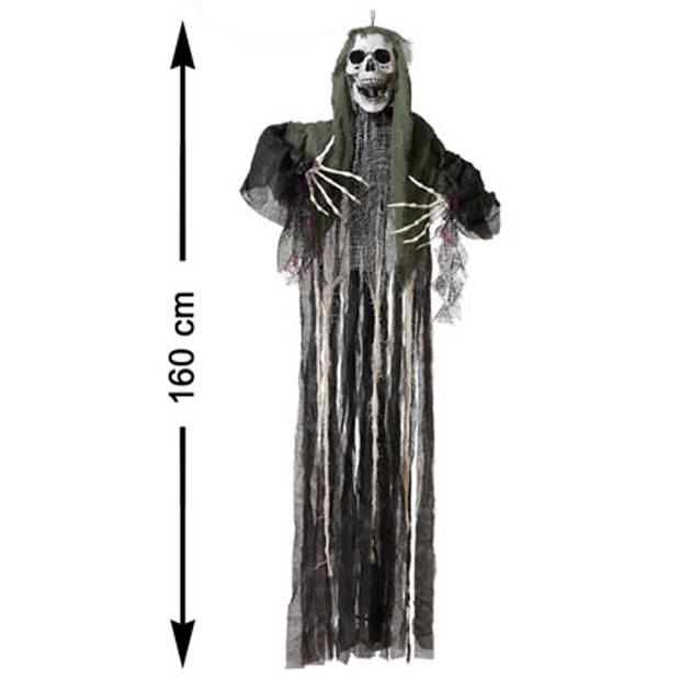 Halloween/horror thema hang decoratie Geest/spook Skelet - enge/griezelige pop - 158 cm - Feestdecoratievoorwerp