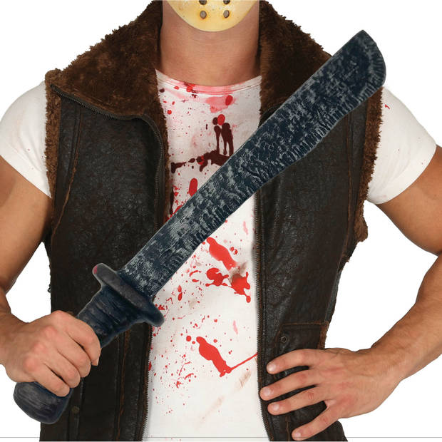 Halloween/horror speelgoed machete - plastic - grijs - 50 cm - Feestdecoratievoorwerp