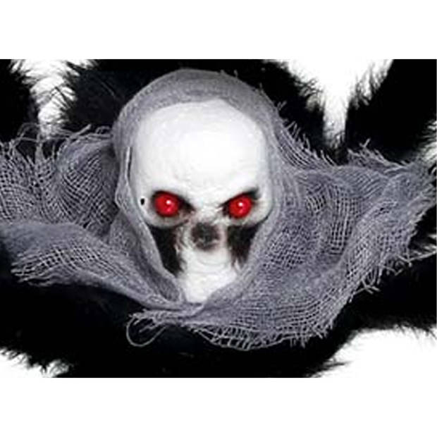 Fiestas Horror spin groot met doodskop - Halloween decoratie/versiering - zwart - 60 cm - Feestdecoratievoorwerp