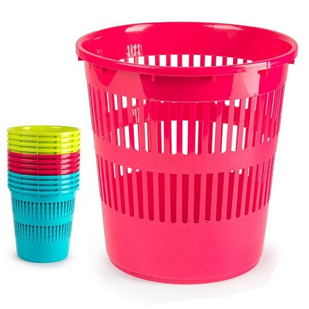Plasticforte Afvalbak/vuilnisbak/kantoor prullenbak - plastic - fuchsia roze - 28 cm - Prullenmanden