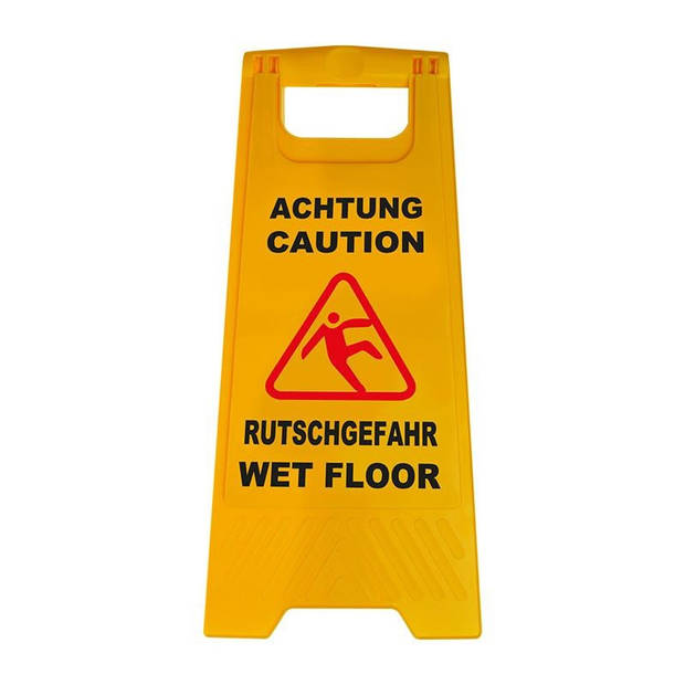 Geel waarschuwingsbord opgepast gladde vloer kuntstof 58 cm - Vloermoppen