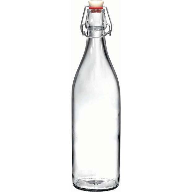2x Limonadeflessen/waterflessen transparant 1 liter rond - Weckpotten