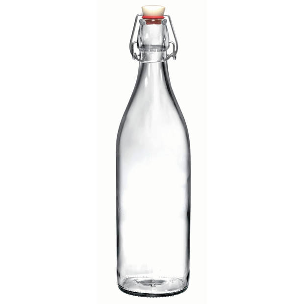 Bormioli Rocco beugelfles/waterfles - 1000 ml - transparant - Weckpotten