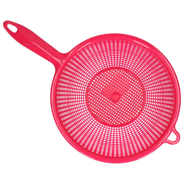 Plasticforte Keuken vergiet/zeef - kunststof - Dia 22 cm x Hoogte 10 cm - fuchsia roze - Vergieten