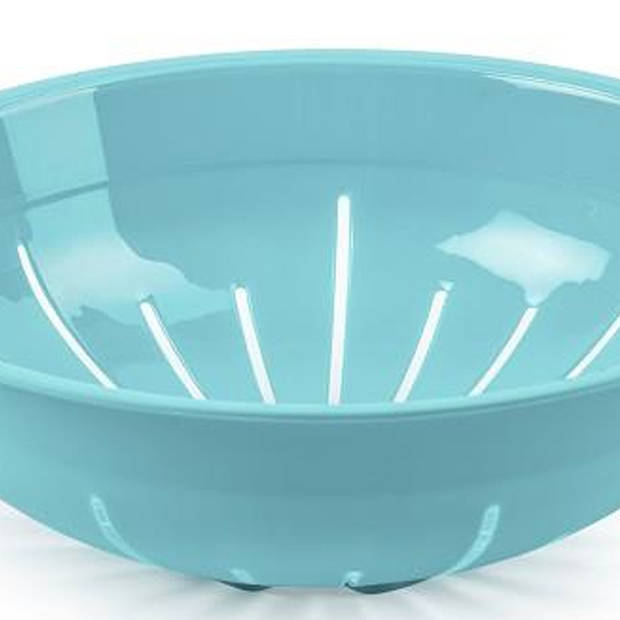 Plasticforte Keuken vergiet/zeef - 2x - kunststof -A Dia 25 cm x Hoogte 8 cm - blauw - Vergieten