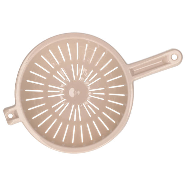 Plasticforte Keuken vergiet/zeef - kunststof - Dia 23 cm x Hoogte 10 cm - beige - Vergieten