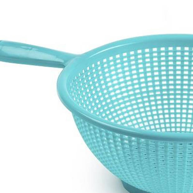 Plasticforte Keuken vergiet/zeef - kunststof -A Dia 24 cm x Hoogte 11 cm - blauw - Vergieten