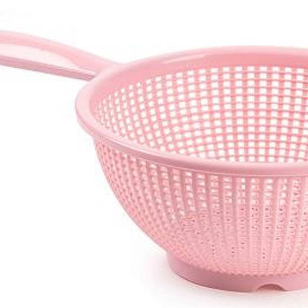 Plasticforte Keuken vergiet/zeef - 2x - kunststof - Dia 24 cm x Hoogte 11 cm - roze - Vergieten