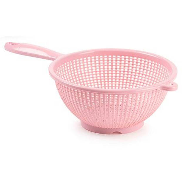 Plasticforte Keuken vergiet/zeef - 2x - kunststof - Dia 24 cm x Hoogte 11 cm - roze - Vergieten