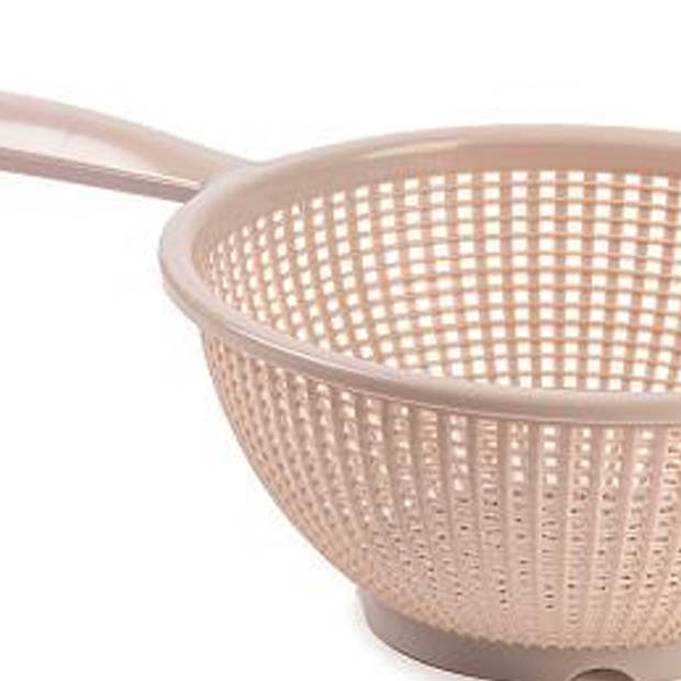 Plasticforte Keuken vergiet/zeef - 2x - kunststof - Dia 24 cm x Hoogte 11 cm - beige - Vergieten