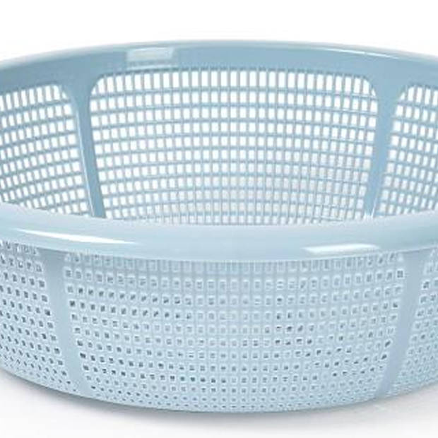 Plasticforte Keuken vergiet/zeef - kunststof - Dia 31 cm x Hoogte 9.5 cm - ijsblauw - Vergieten