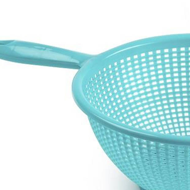 Plasticforte Keuken vergiet/zeef - 2x - kunststof -A Dia 22 cm x Hoogte 10 cm - blauw - Vergieten