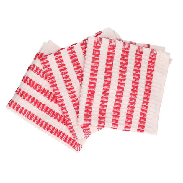 12x Stuks rood/witte badstoffen vaatdoeken / dweiltjes - Vaatdoekjes