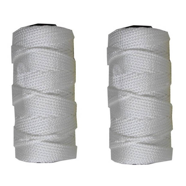 2x Bolletjes touw bouwlijn wit 50 meter x 1,8 mm - Touwen