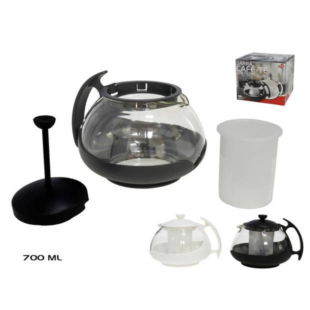 French press koffiemaker/cafetiere glas - Koffie zetter met filter - 700 ml - Camping koffiezetters - Cafetiere