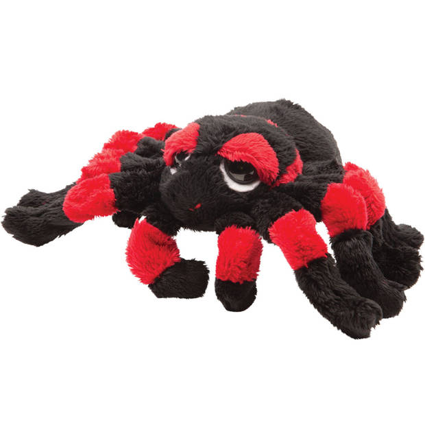 Suki gifts Pluche knuffel spin - tarantula - zwart/rood - 22 cm - speelgoed - Knuffeldier