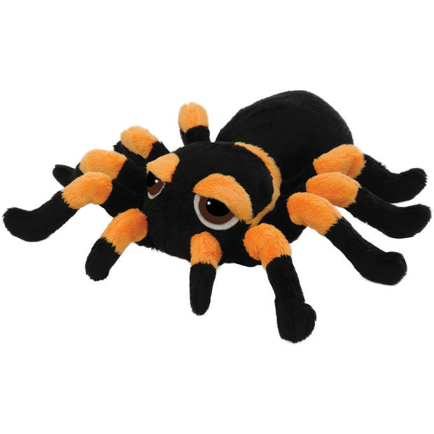 Suki gifts Pluche knuffel spin - tarantula - zwart/oranje - 22 cm - speelgoed - Knuffeldier