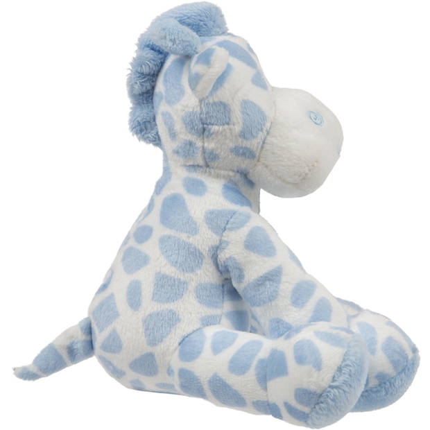Suki Gifts knuffeldier - giraffe - zittend - blauw/wit - pluche - safari dieren - 14 cm - Knuffelberen