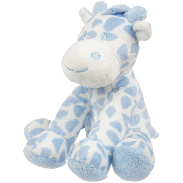 Suki Gifts knuffeldier - giraffe - zittend - blauw/wit - pluche - safari dieren - 14 cm - Knuffelberen