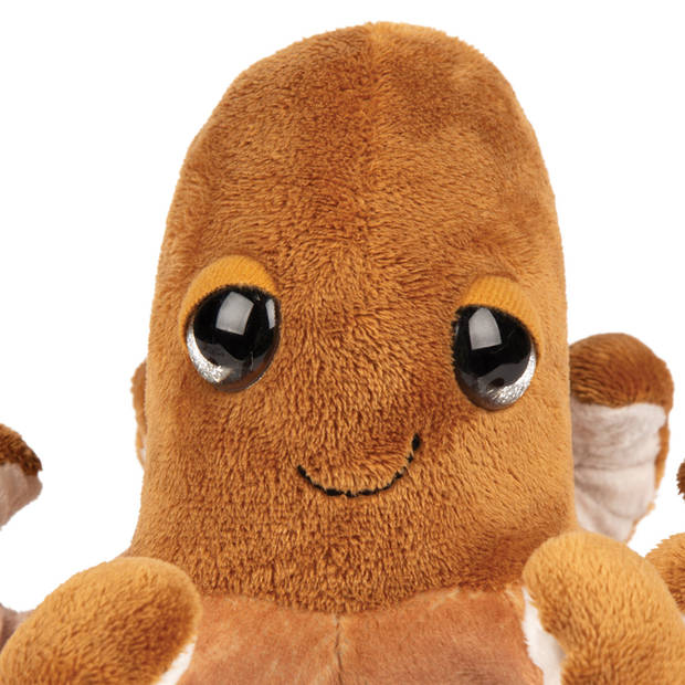 Suki Gifts pluche inktvis/octopus knuffeldier - cute eyes - bruin - 15 cm - Knuffel zeedieren
