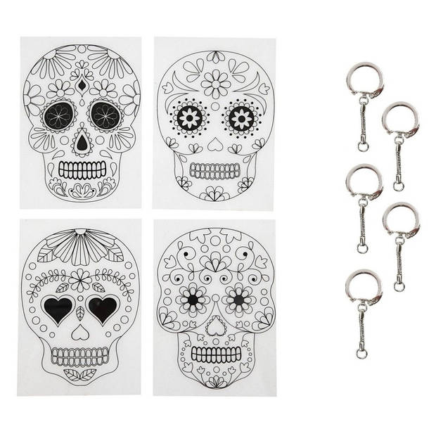 Krimp hobby folie Day of the dead met sleutelhangers - Hobbypakket