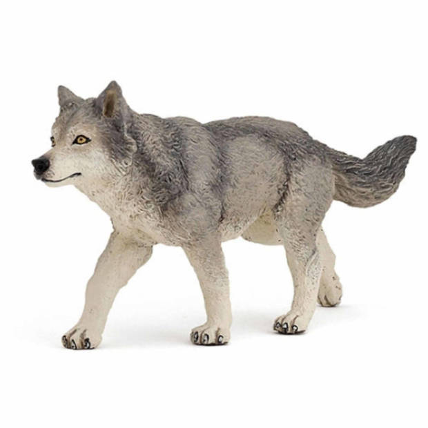 Set van 2x stuks plastic speelgoed figuur grijze wolf/wolven 12 cm - Speelfiguren