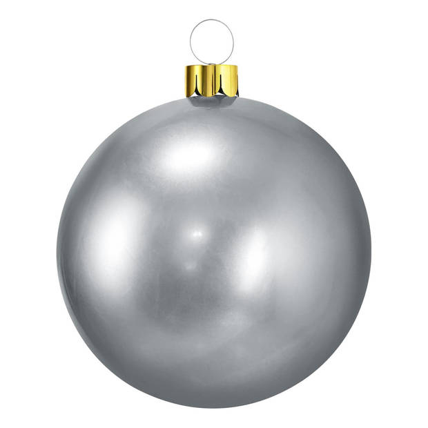 Christmas Decoration mega kerstballen -2x -45 cm - zilver -opblaasbaar - Opblaasfiguren