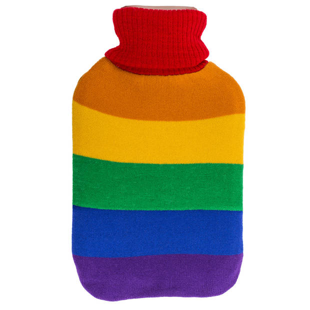 Warmwater kruik - 2x - Pride/regenboog thema kleuren - 2 liter - 18 x 34 cm - Kruiken