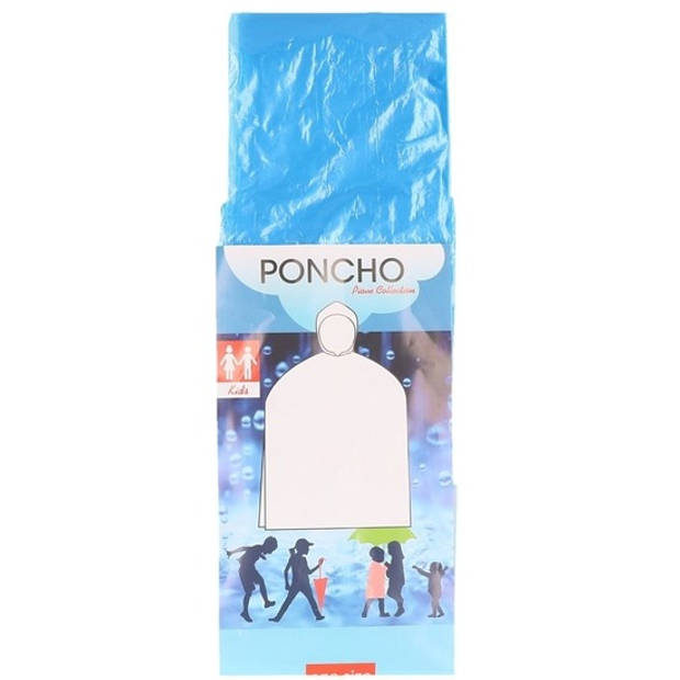 Pakket van 6x stuks wegwerp regen ponchos voor kinderen blauw - Regenponcho's