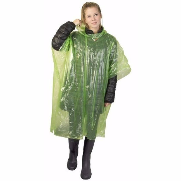 3x groene noodponcho doorschijnend - Regenponcho's