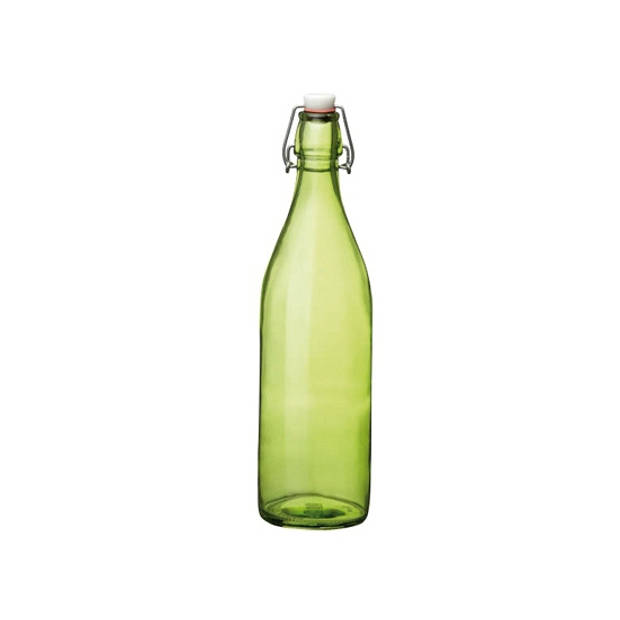 Set van 2x stuks groene giara flessen van 1 liter met dop - Waterflessen