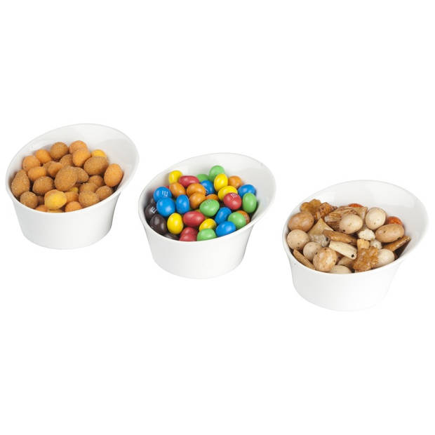 3x Snack serveer schaaltjes keramiek 9 x 5 cm - Snack en tapasschalen