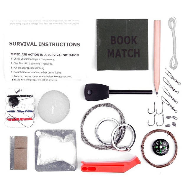 Combat survival kit waterproof groen - Survivalset