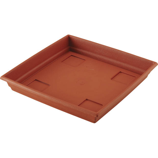 Set van 2x stuks bloempot/plantenpot terra cotta onderschaal/opvangbord kunststof diameter 31 cm - Plantenbakken