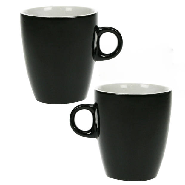 Set van 18x stuks koffie kopjes/bekers zwart 190 ml - Bekers