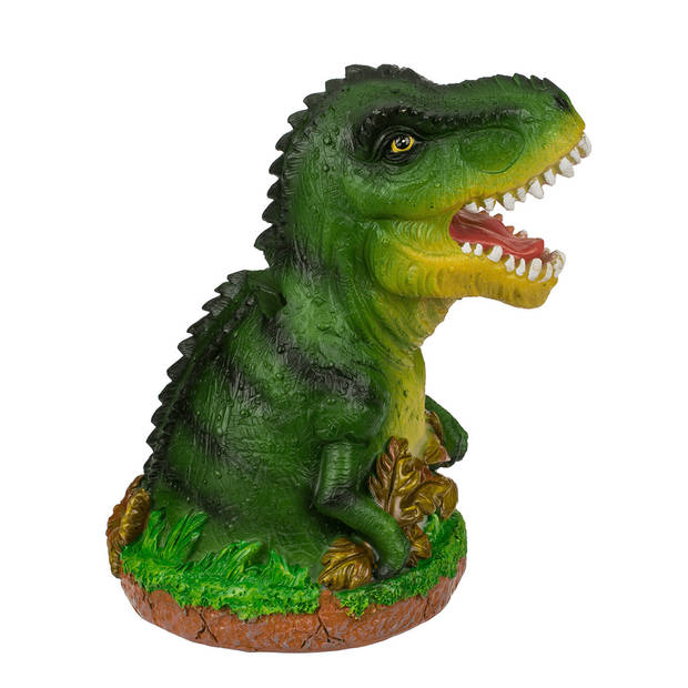 Out of the Blue Spaarpot Dinosaurus T-REX - groen - polyresin - 15 x 13 cm - met afsluitdop - Kinderen - Spaarpotten