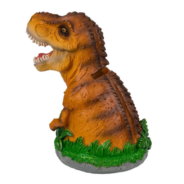 Out of the Blue Spaarpot Dinosaurus T-REX - bruin - polyresin - 15 x 13 cm - met afsluitdop - Kinderen - Spaarpotten