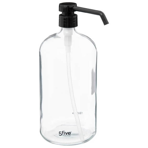 Zeeppompje/zeepdispenser van glas - transparant - 1 liter - Zeeppompjes