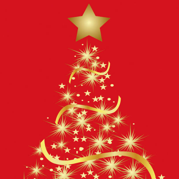 Ambiente kerst thema servetten - 40x - 33 x 33 cm - rood - kerstboom - Feestservetten