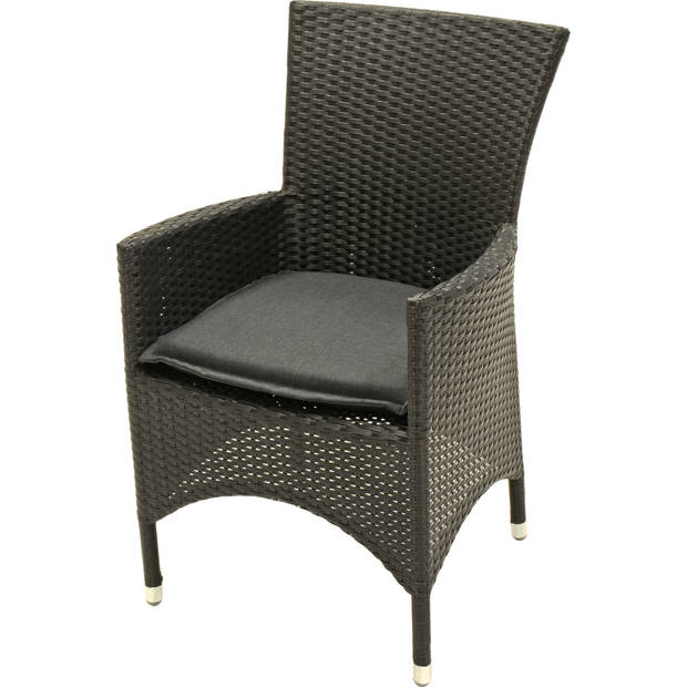 1x Buitenstoelen zitkussens/stoelkussens antraciet grijs 46 x 47 cm - tuinstoelkussens