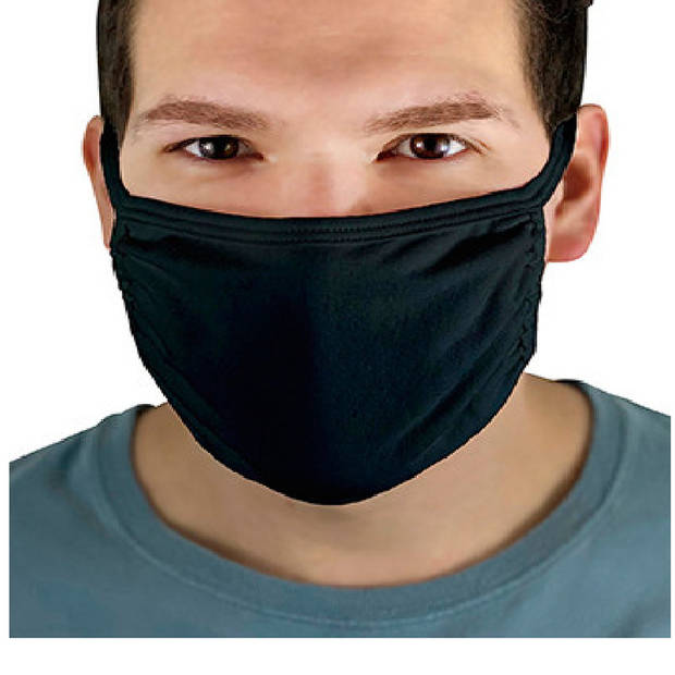 4x Wasbare gezichtsmaskers/mondkapjes zwart voor volwassenen - Mondkapjes