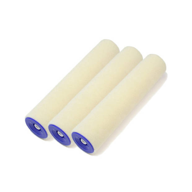 Set van 3x stuks muur vacht anti-spat verfrollers velours pluisvrij 5.6 x 25 cm - Verfrollers