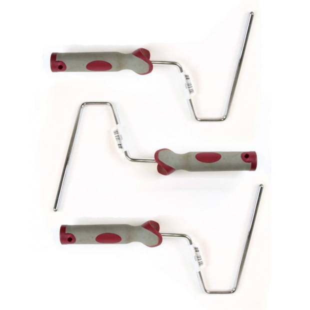 Set van 3x stuks muur verfroller beugels / verfbeugels softgrip voor 18 cm roller - Verfrollers