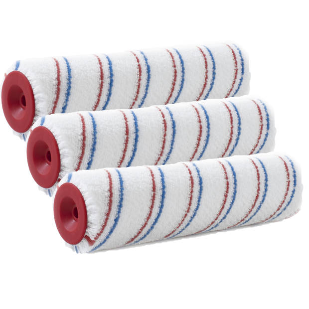 Set van 3x stuks muur vacht anti-spat verfrollers polyester microvezel pluisvrij 6,6 x 18 cm - Verfrollers